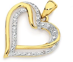 9ct Gold Diamond Open Heart Pendant