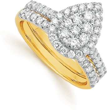 9ct Gold Diamond Pear Shape Bridal Set