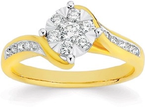 9ct Gold Diamond Round Cluster Ring