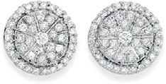 9ct Gold Diamond Round Cluster Stud Earrings