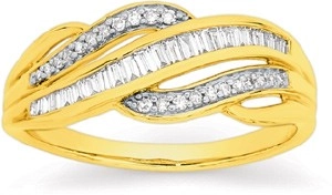 9ct Gold Diamond Swirl Dress Ring