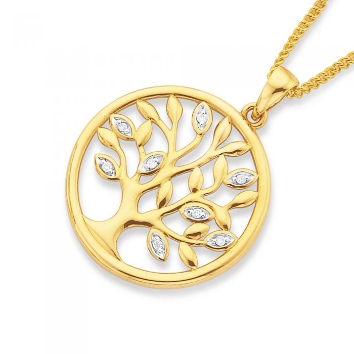 9ct Gold Diamond Tree of Life Pendant