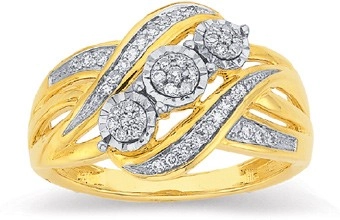 9ct Gold Diamond Trilogy Ring