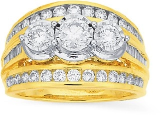 9ct Gold Diamond Trilogy Wide Band