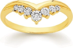 9ct Gold Diamond V Shape Ring