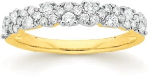 9ct Gold Diamond Wave Band