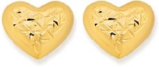 9ct Gold Heart Stud Earrings