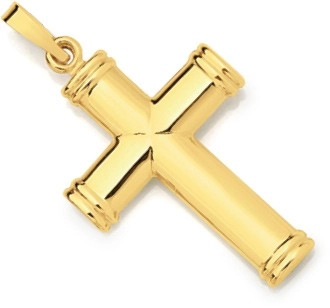 9ct Gold Men's 30mm Capped Ends Cross Pendant