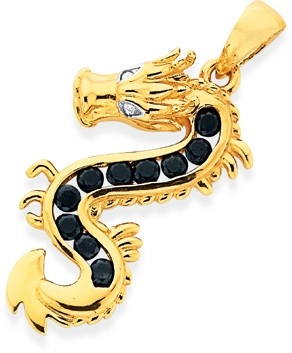 9ct Gold Sapphire & Diamond Dragon Pendant