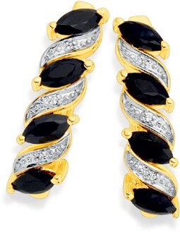 9ct Gold Sapphire & Diamond Earrings