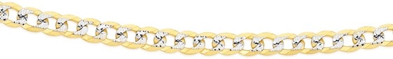 9ct Gold Two Tone 50cm Diamond-Cut Curb Chain