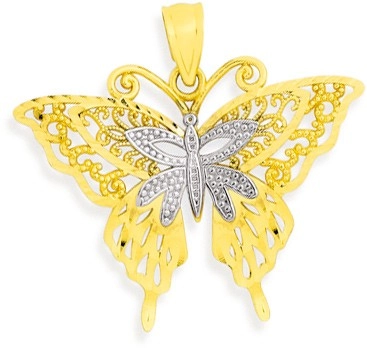 9ct Gold Two Tone Butterfly Pendant