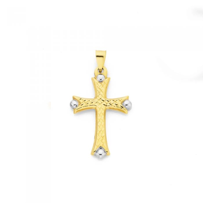 9ct Gold Two Tone Celtic Cross Pendant