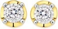 9ct Gold Two Tone Diamond Magic Frame Set Stud Earrings