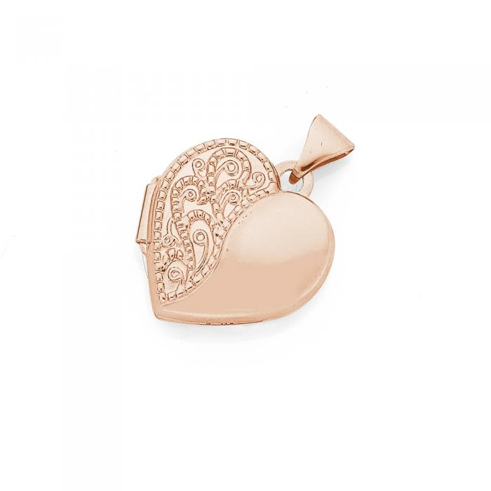 9ct Rose Gold 15mm Filigree Heart Locket