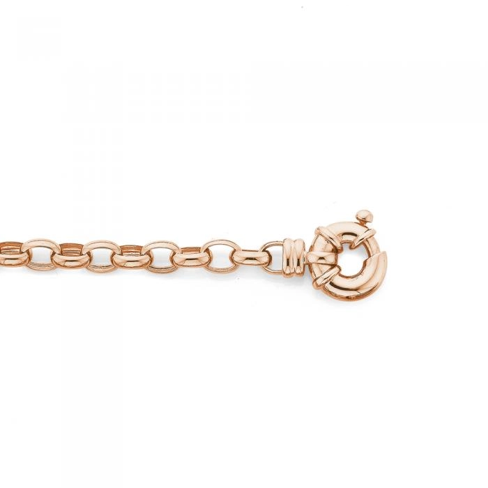 9ct Rose Gold 19cm Solid Belcher Bolt Ring Bracelet