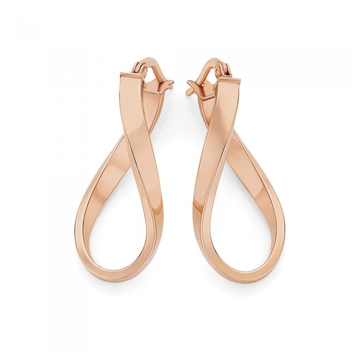 9ct Rose Gold Oval Wave Hoop Earrings