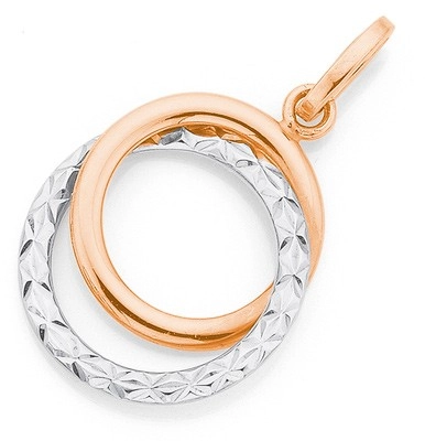 9ct Rose Gold Two Tone Double Circle Pendant