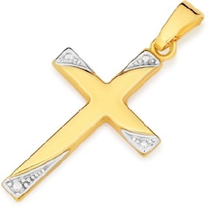 9ct Two Tone Gold Cross Pendant