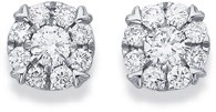 9ct White Gold Cluster Stud Earrings