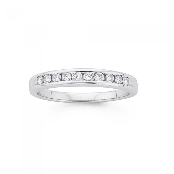 9ct White Gold Diamond Channel Set Band