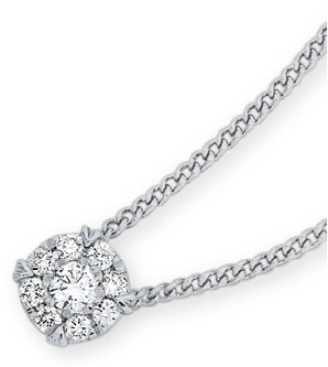 9ct White Gold Diamond Cluster Pendant