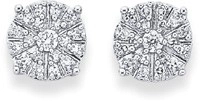 9ct White Gold Diamond Cluster Stud Earrings