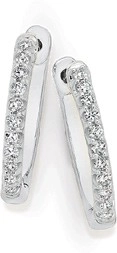 9ct White Gold Diamond Small Huggie Earrings