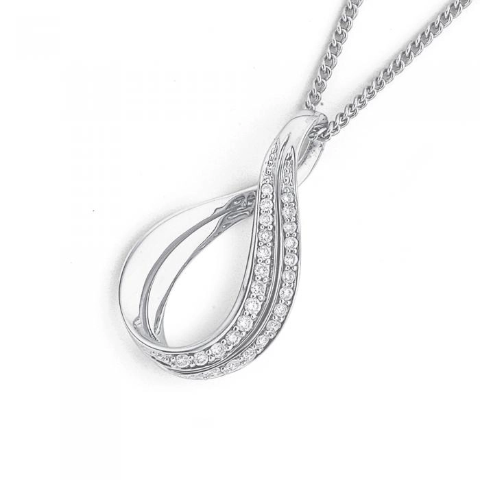 9ct White Gold Diamond Twist Pendant