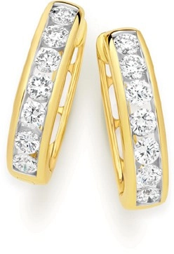 Alora 10ct Gold 1 Carat TW Lab Grown Diamond Huggie Earrings