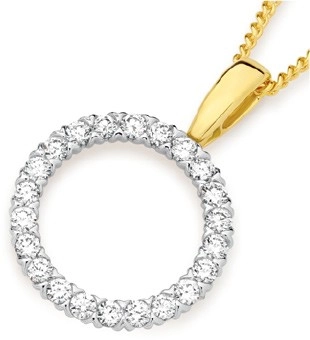 Alora 10ct Gold 1/2 Carat TW Lab Grown Diamond Circle Pendant