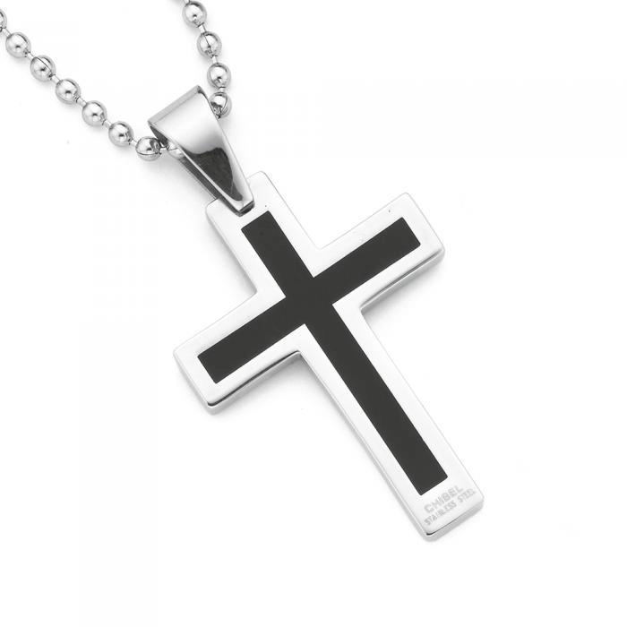 Stainless Steel Black Men's Cross