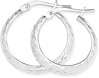 Sterling Silver 15mm Dia-Cut Half Round Hoops