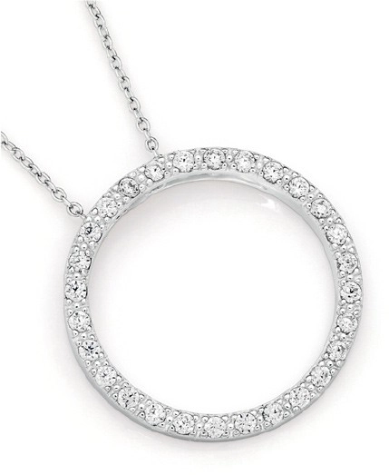 Sterling Silver Cubic Zirconia Circle Pendant