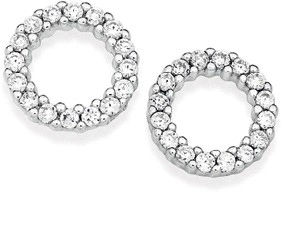 Sterling Silver Cubic Zirconia Circle Stud Earrings