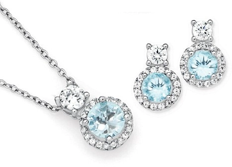 Sterling Silver Cubic Zirconia Cluster Pendant & Earrings Set