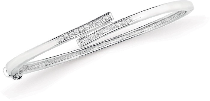 Sterling Silver Cubic Zirconia Overlap Bangle