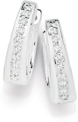 Sterling Silver Cubic Zirconia Tapered Hoops