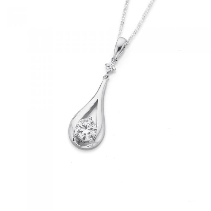 Sterling Silver Cubic Zirconia Teardrop Pendant