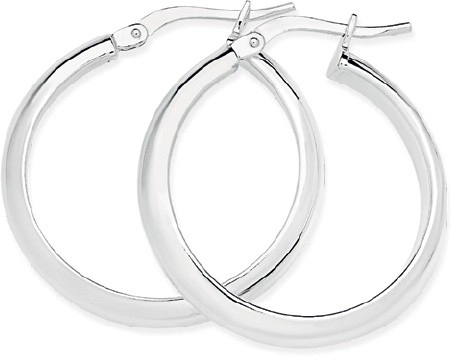 Sterling Silver Half Round Tube Hoop Earrings