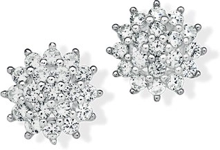 Sterling Silver Large Cubic Zirconia Flower Cluster Studs