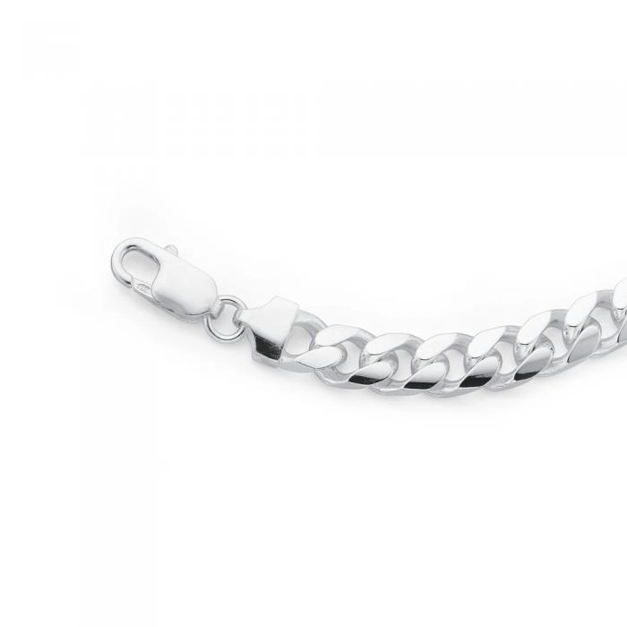 Sterling Silver Men's 21cm Solid Oval Curb Bracelet