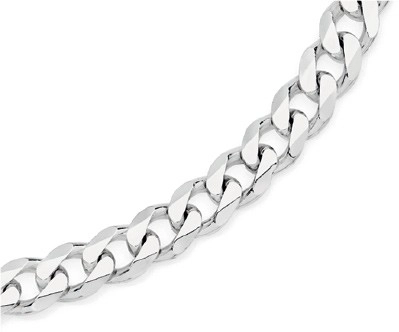 Sterling Silver Men's Bevelled Curb Chain