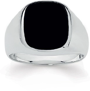 Sterling Silver Men's Black Agate Signet Ring