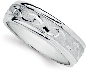 Sterling Silver Men's Satin Centre Wave Ring