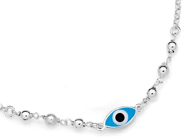 Sterling Silver Single Blue Evil Eye Bracelet