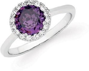 Sterling Silver Violet Cubic Zirconia Cluster Ring