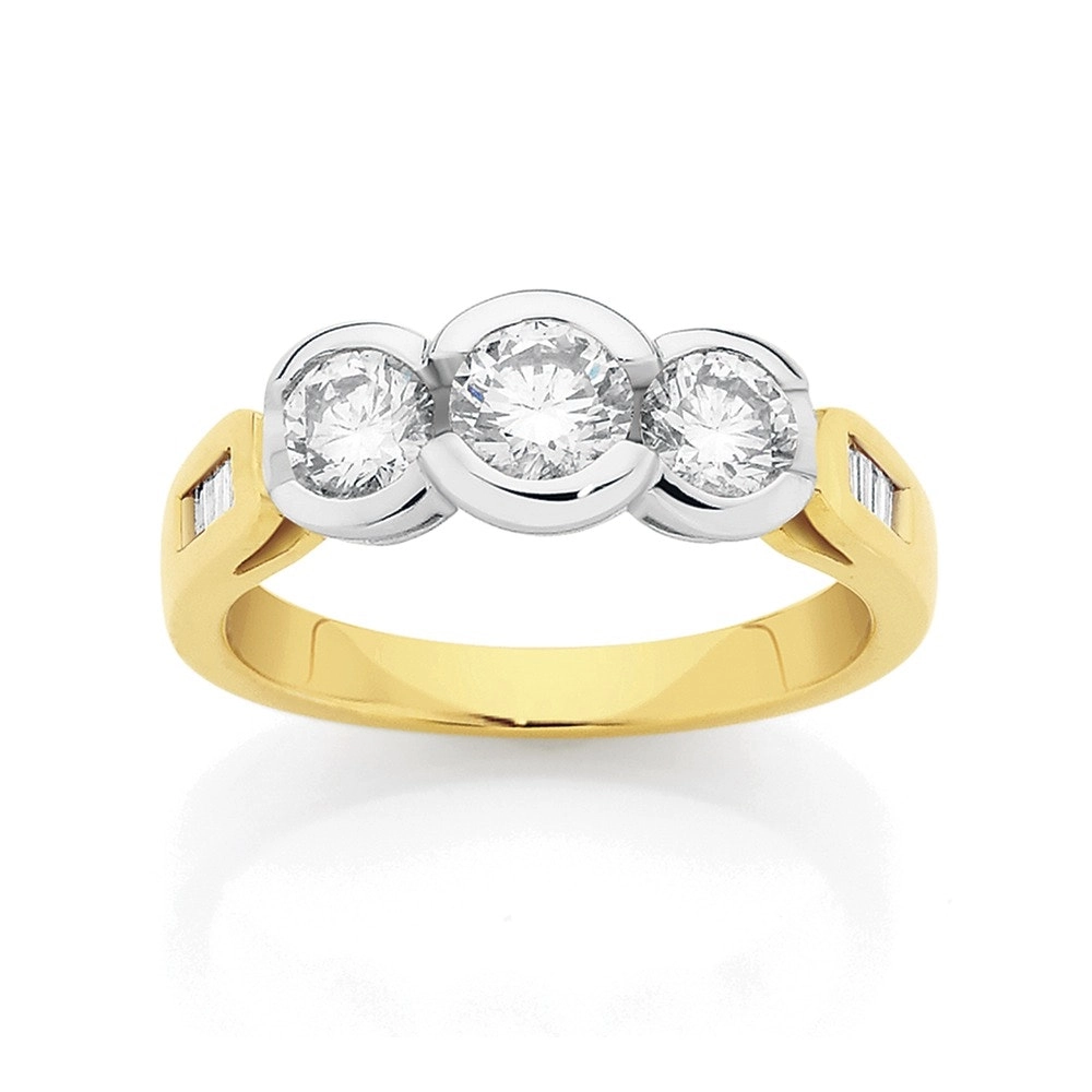 18ct Gold Diamond Two Tone Trilogy Ring