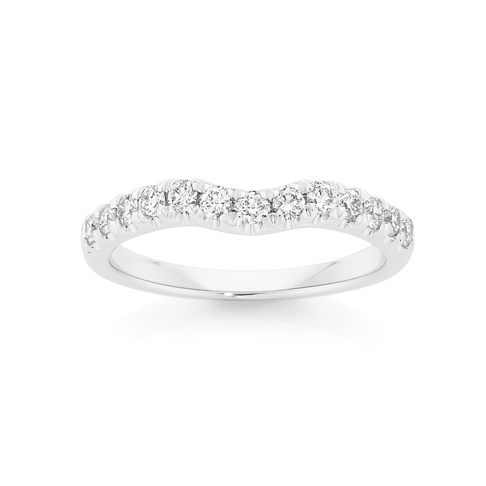 18ct White Gold Diamond Curved Band