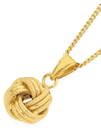 9ct Gold 10mm Plain & Pattern Triple Knot Pendant